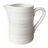 Vintage white ceramic jug with glaze – 2 L - BOCH La Louvière