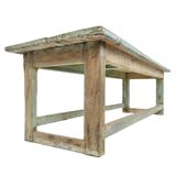 Solid wood coffee table with blue patina