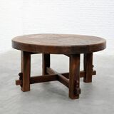 Rustic Brutalist Wooden Dining Table, France 1920s