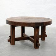 Rustic Brutalist Wooden Dining Table, France 1920s