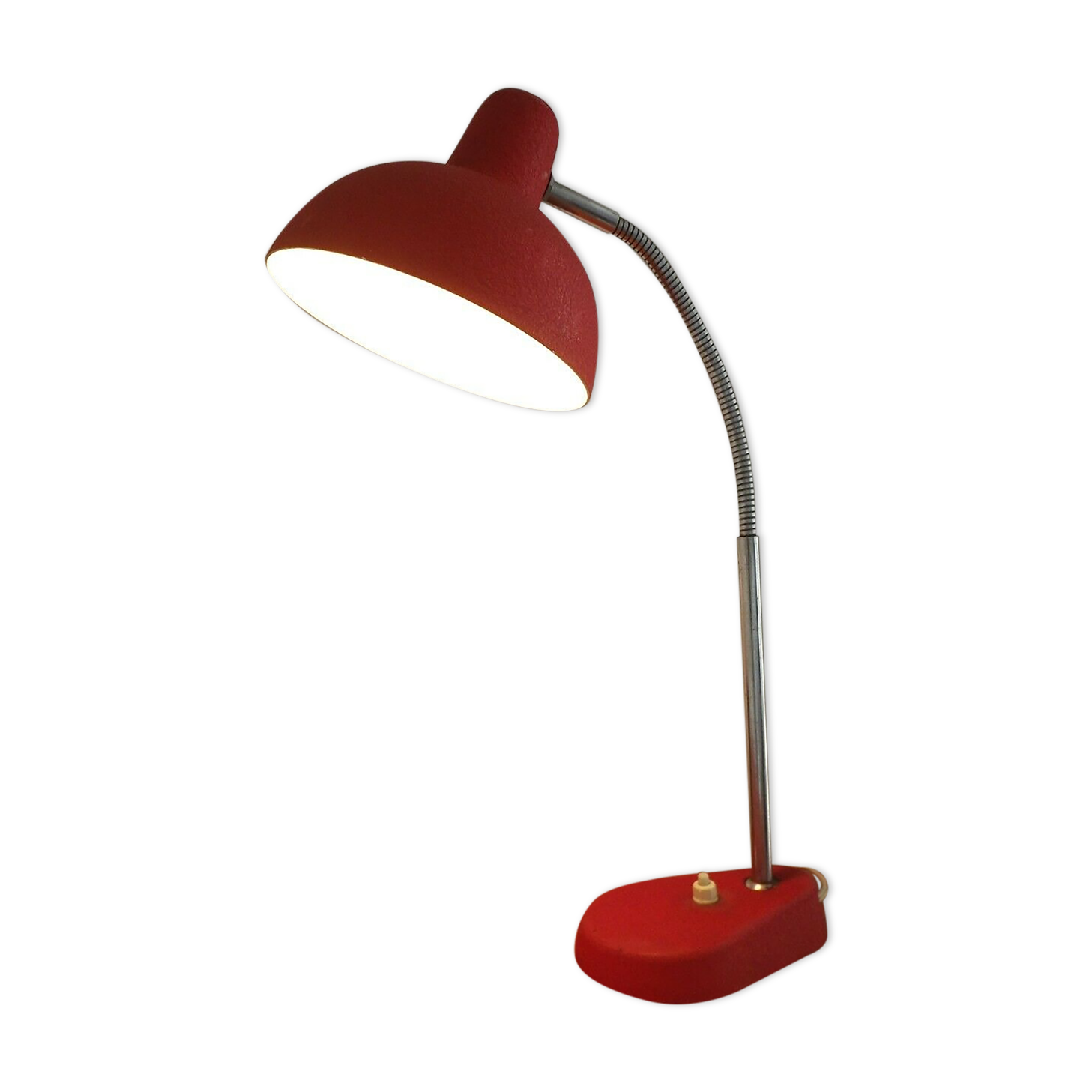 Red & Silver Metal Swan Neck Table Lamp