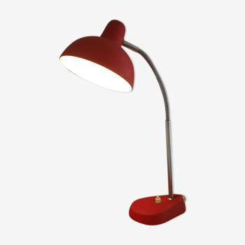 Table Lamp Red & Silver Metal Gooseneck