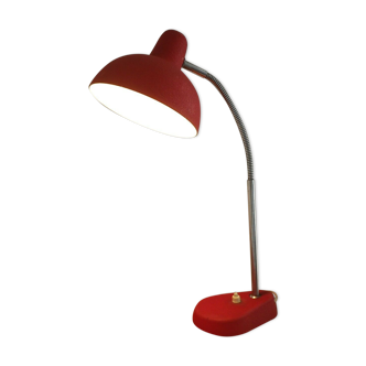 Red & Silver Metal Swan Neck Table Lamp