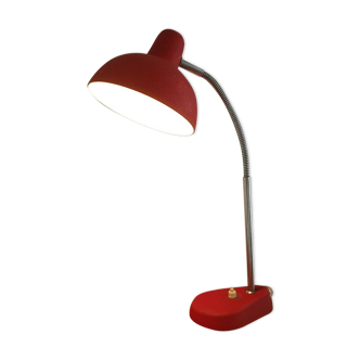 Table Lamp Red & Silver Metal Gooseneck