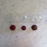 3 glass sprinklers or sugar bowls