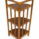 Vintage Bamboo and Wood Corner Shelf - 3 Tiers