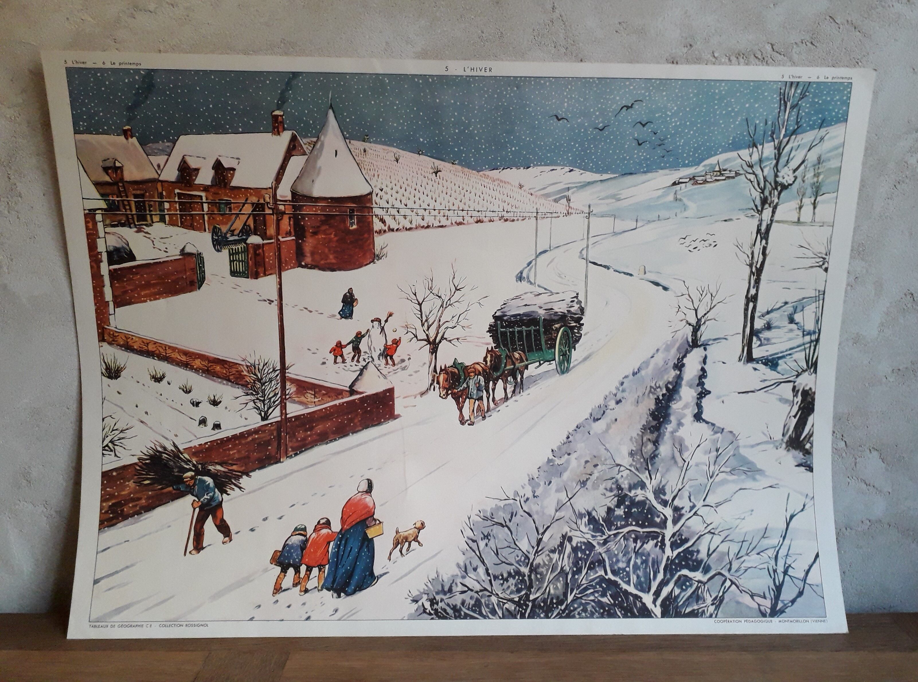 School poster 50s, Rossignol editions in winter and spring