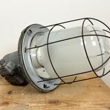 Large Industrial Cast Aluminium Cage Pendant Light , 1960s