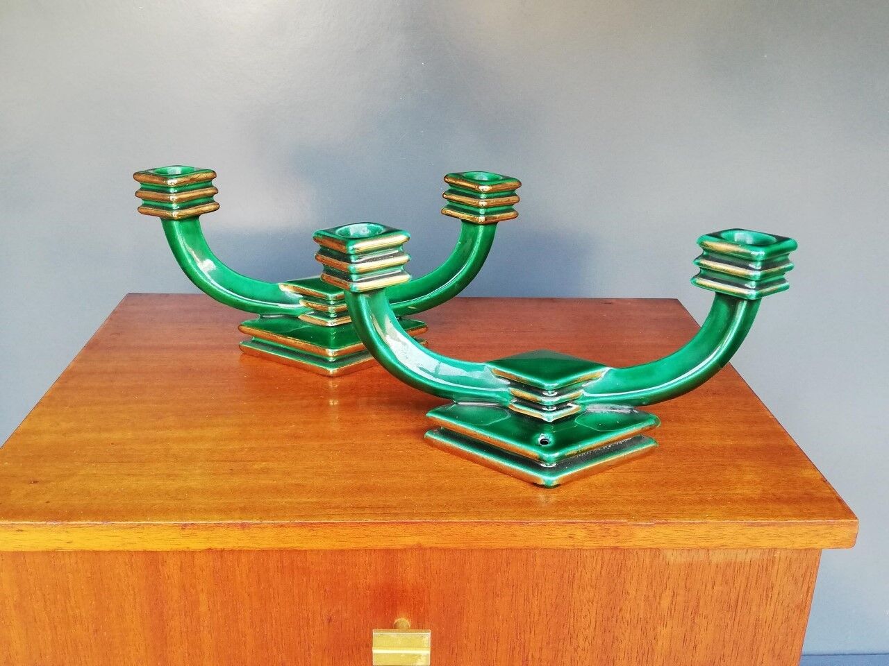 Pair of Art Deco candle holders 40s
