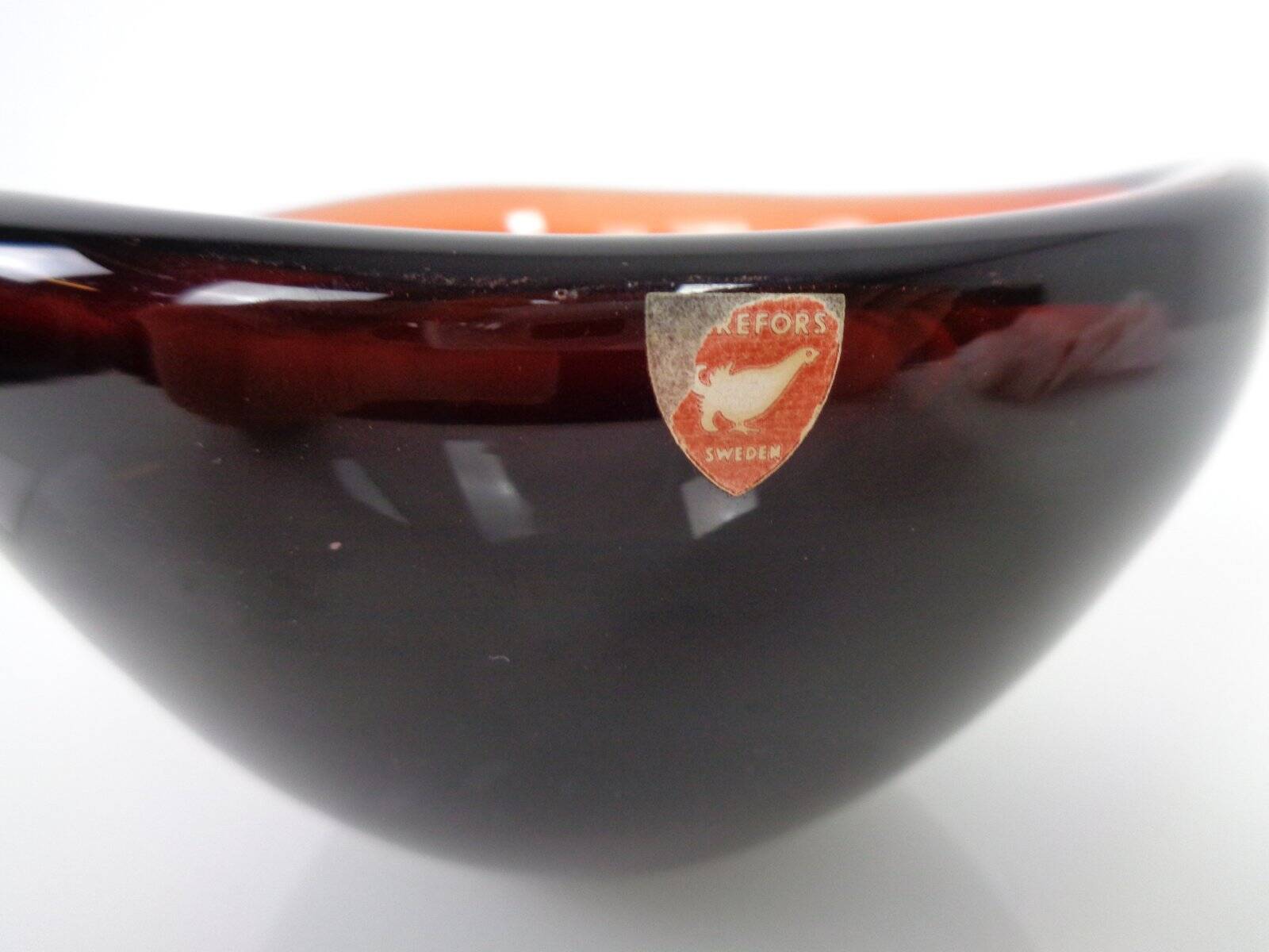 Swedish Burgundy Glass Bowl from Orrefors, 1960s