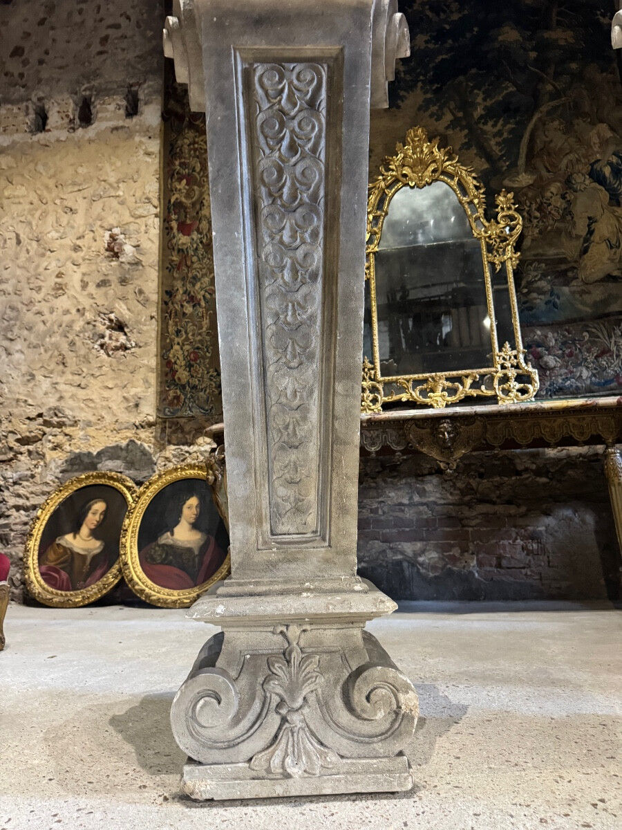 Pair of monumental patinated plaster terms from the early 20th century.