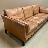 Sofa 3 places leather scandinavian design 1960