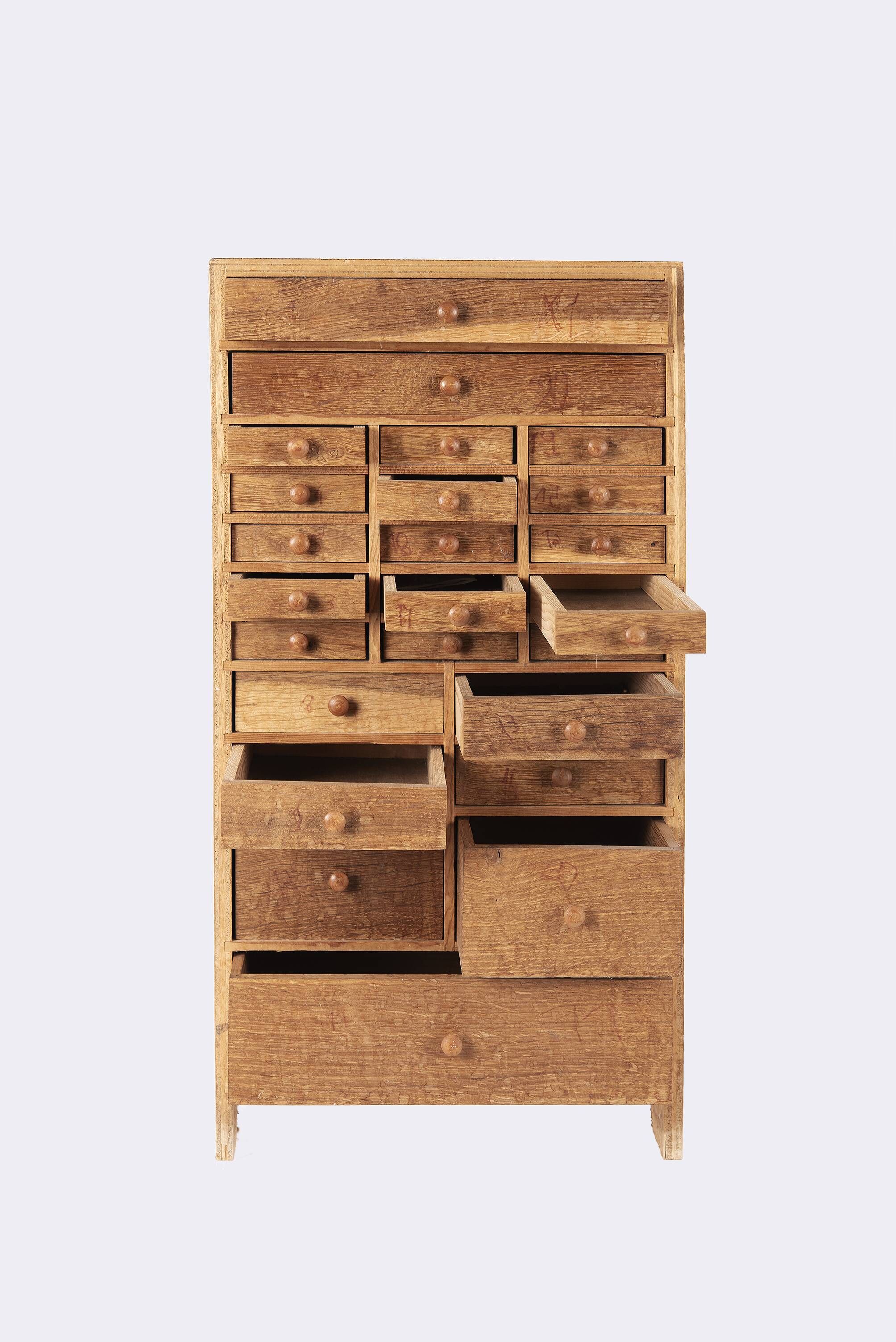Old small piece of furniture, watchmaker's layette from the 60s.