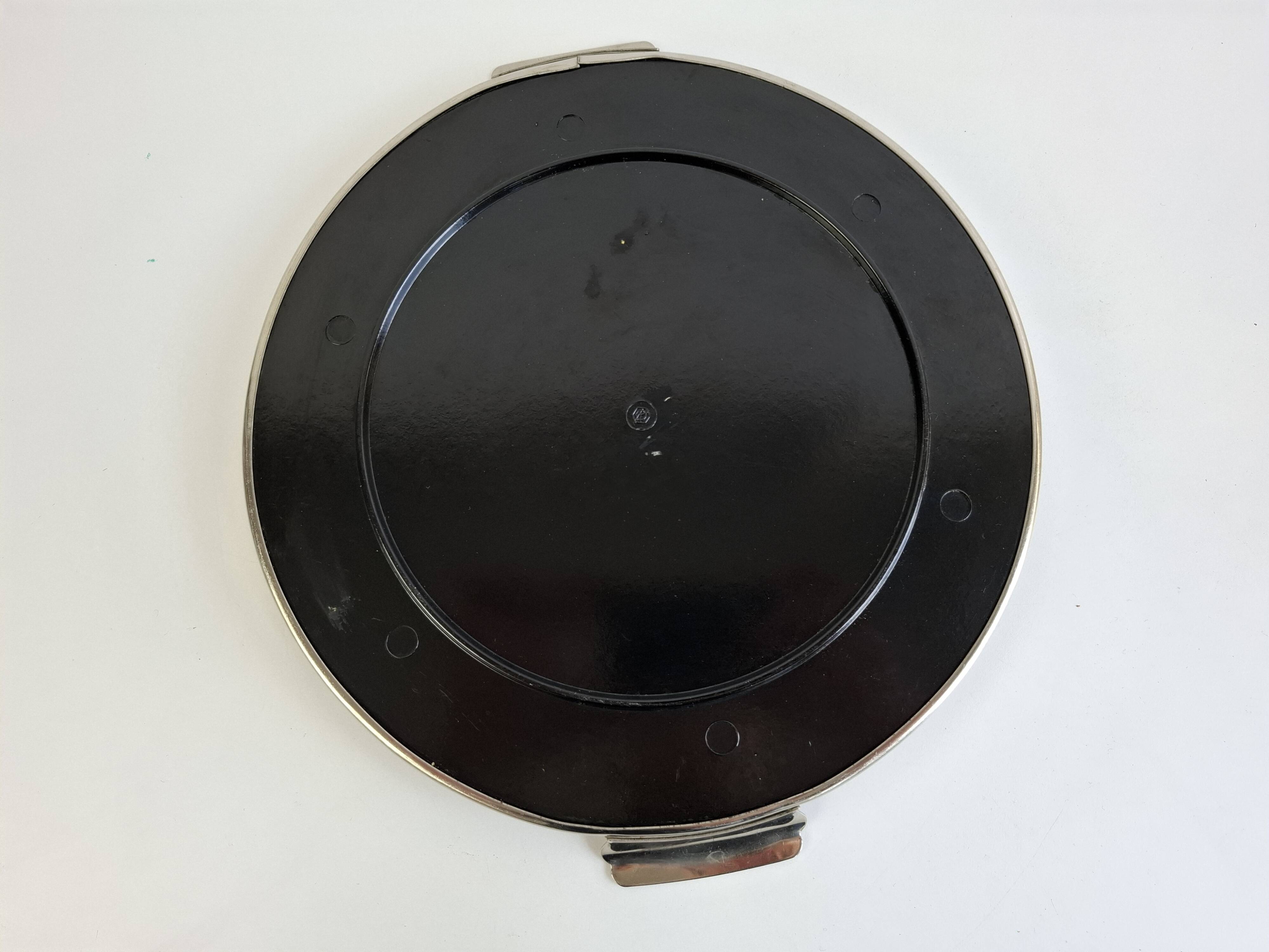 Plateau de service en chrome et miroir Art Déco tchécoslovaque, vers les années 1930.