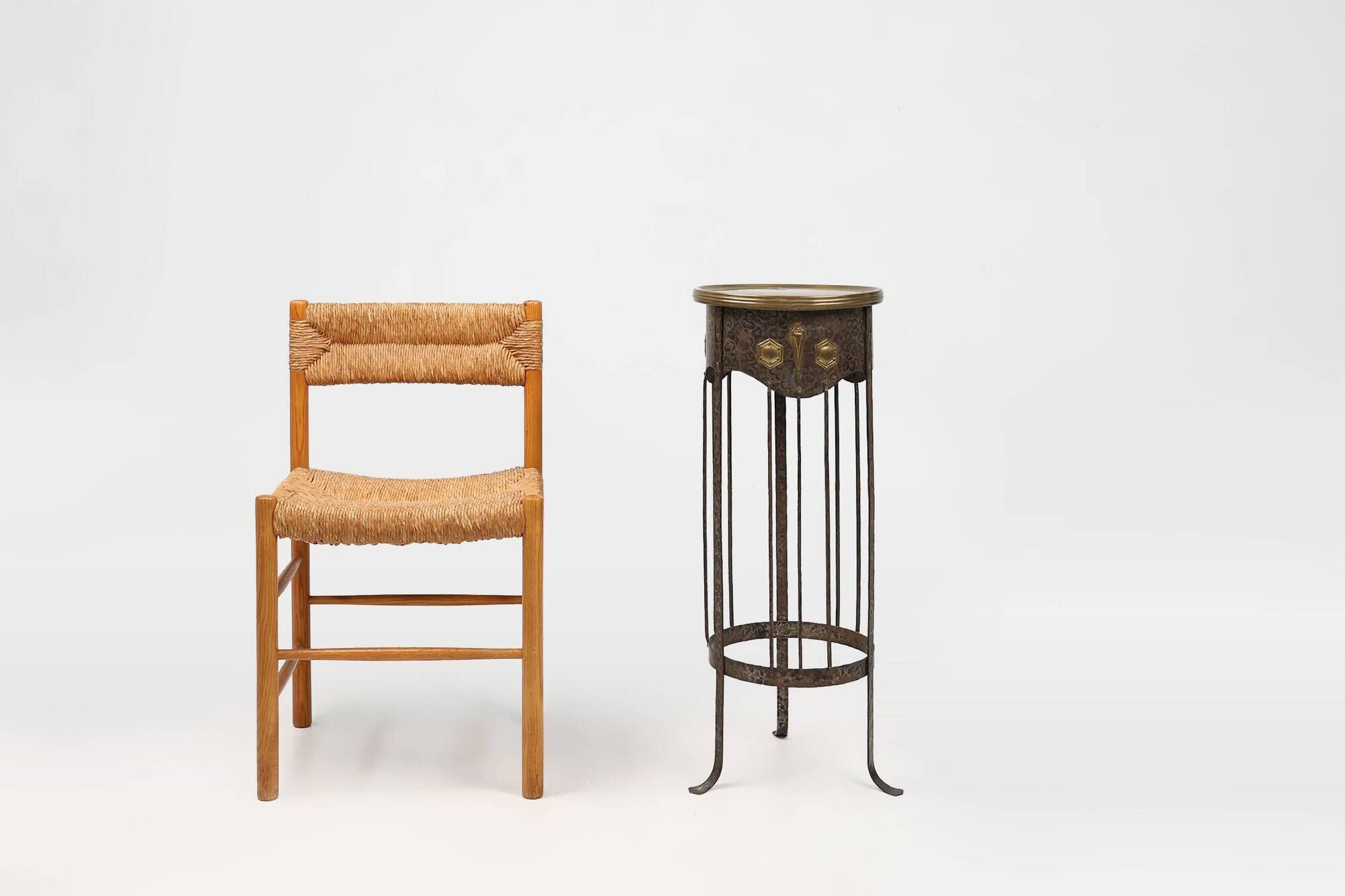 Art Nouveau wrought iron and brass high console Wiener Secession style
