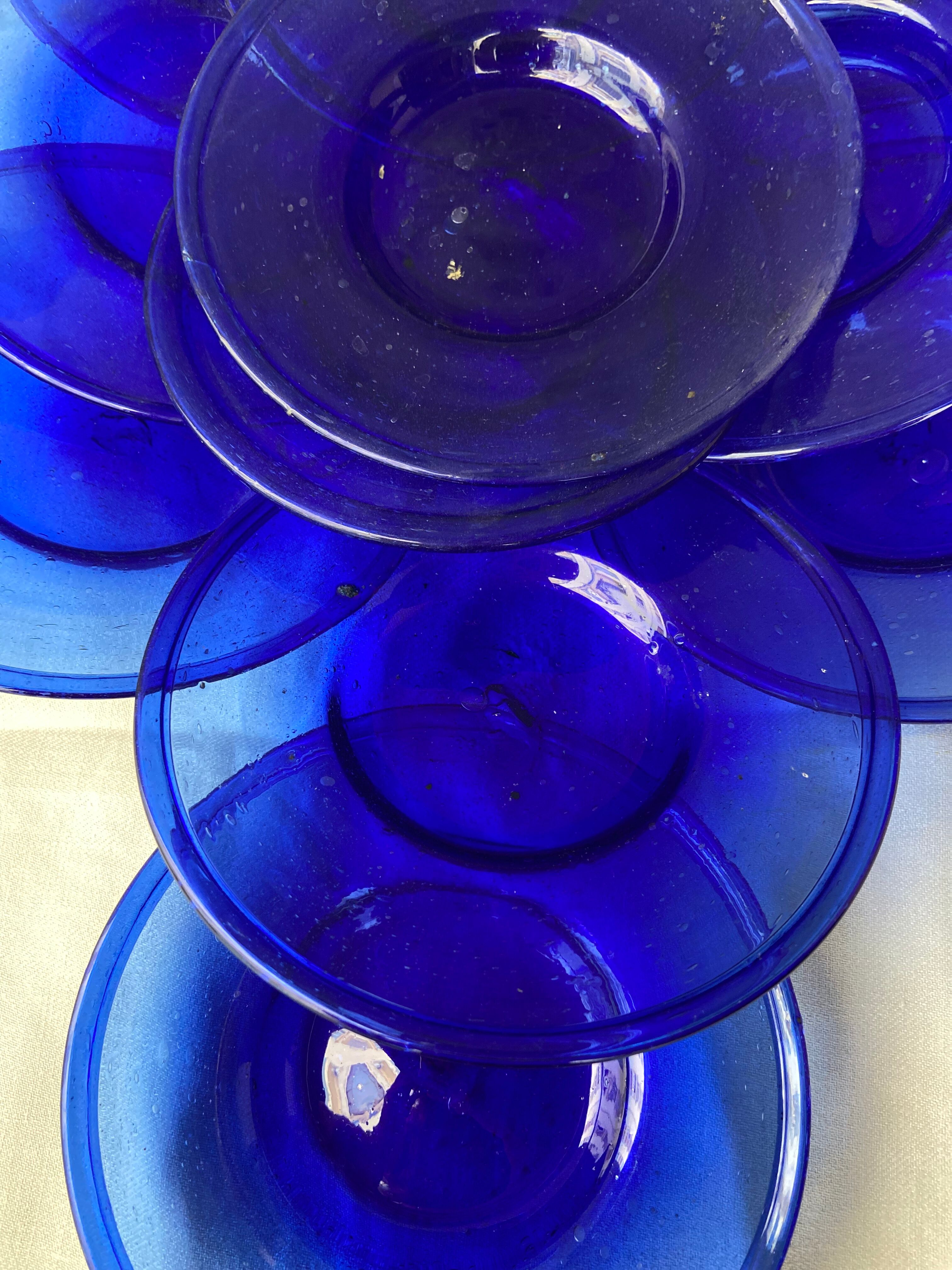 Blue colbat plates in blown glass
