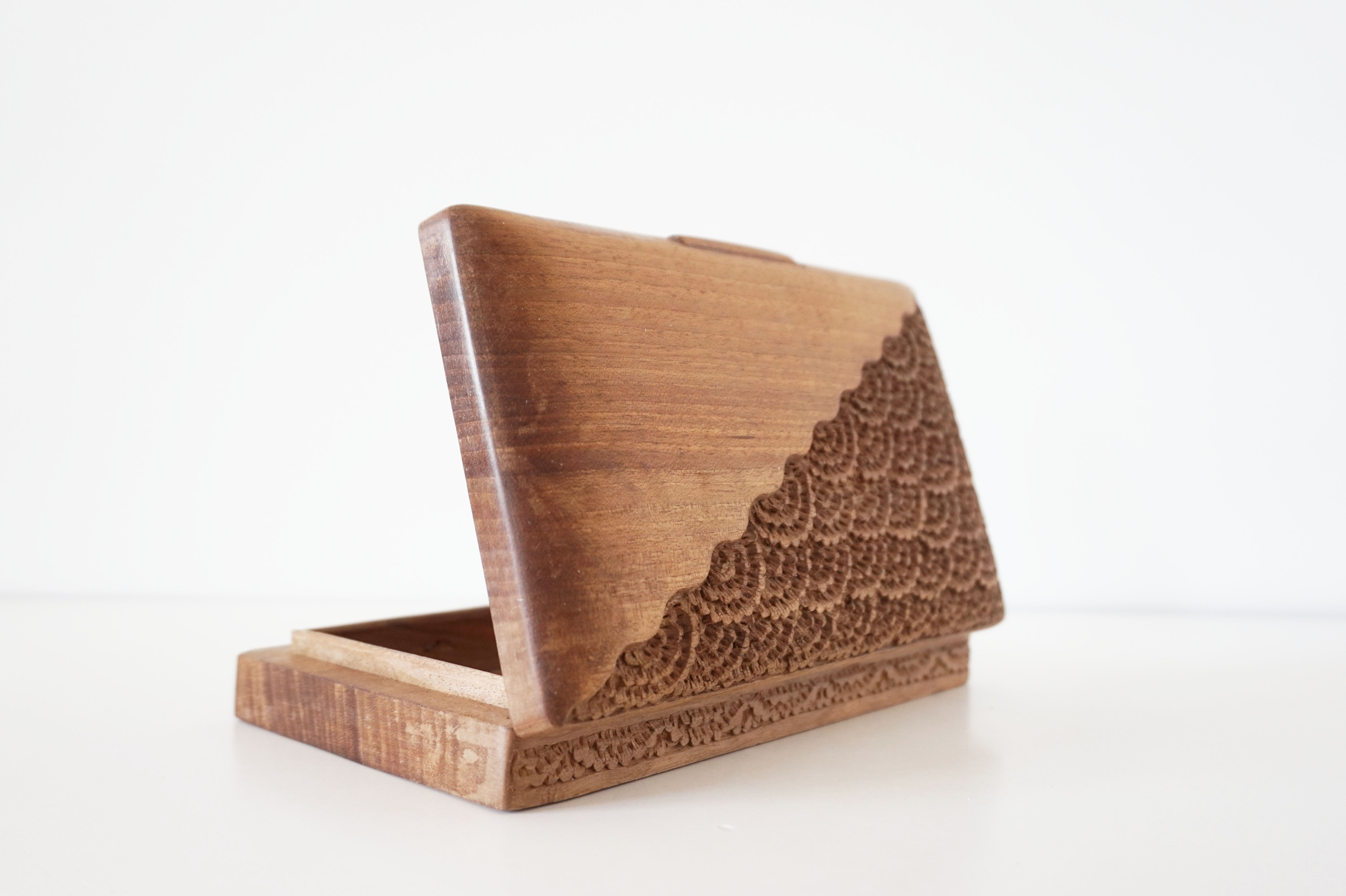 Antique chiseled wooden box