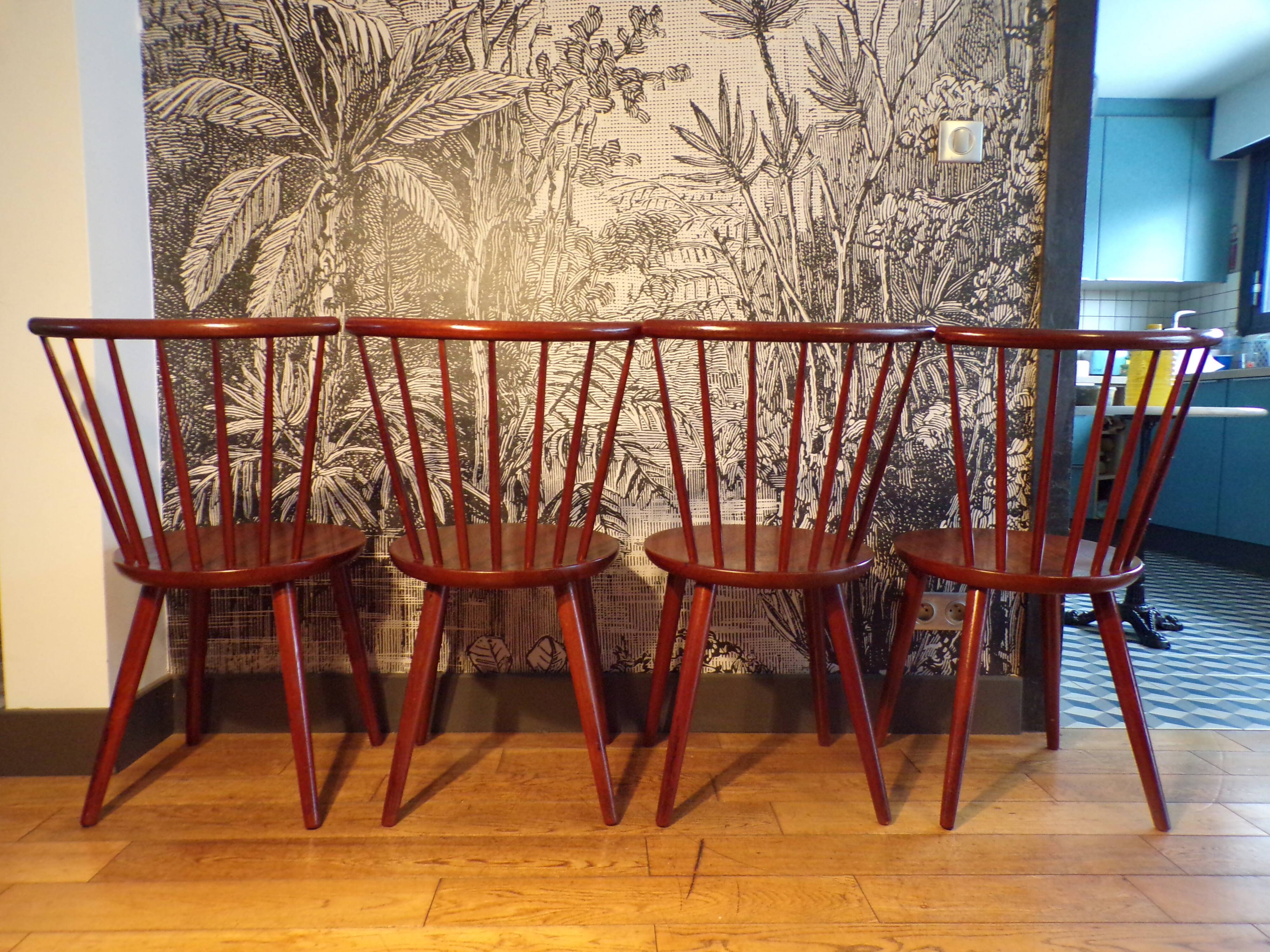 Set of 4 Scandinavian teak chairs.
