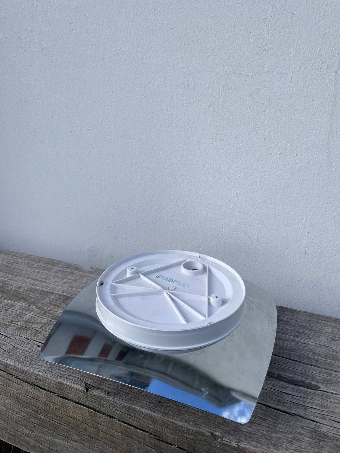 White glass and stainless steel ceiling light