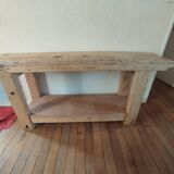 Restored old solid wood workbench