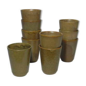 Ten cups in stoneware Digoin