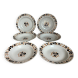 Six anciennes assiettes creuses faïence année 30 modèle nymphéas