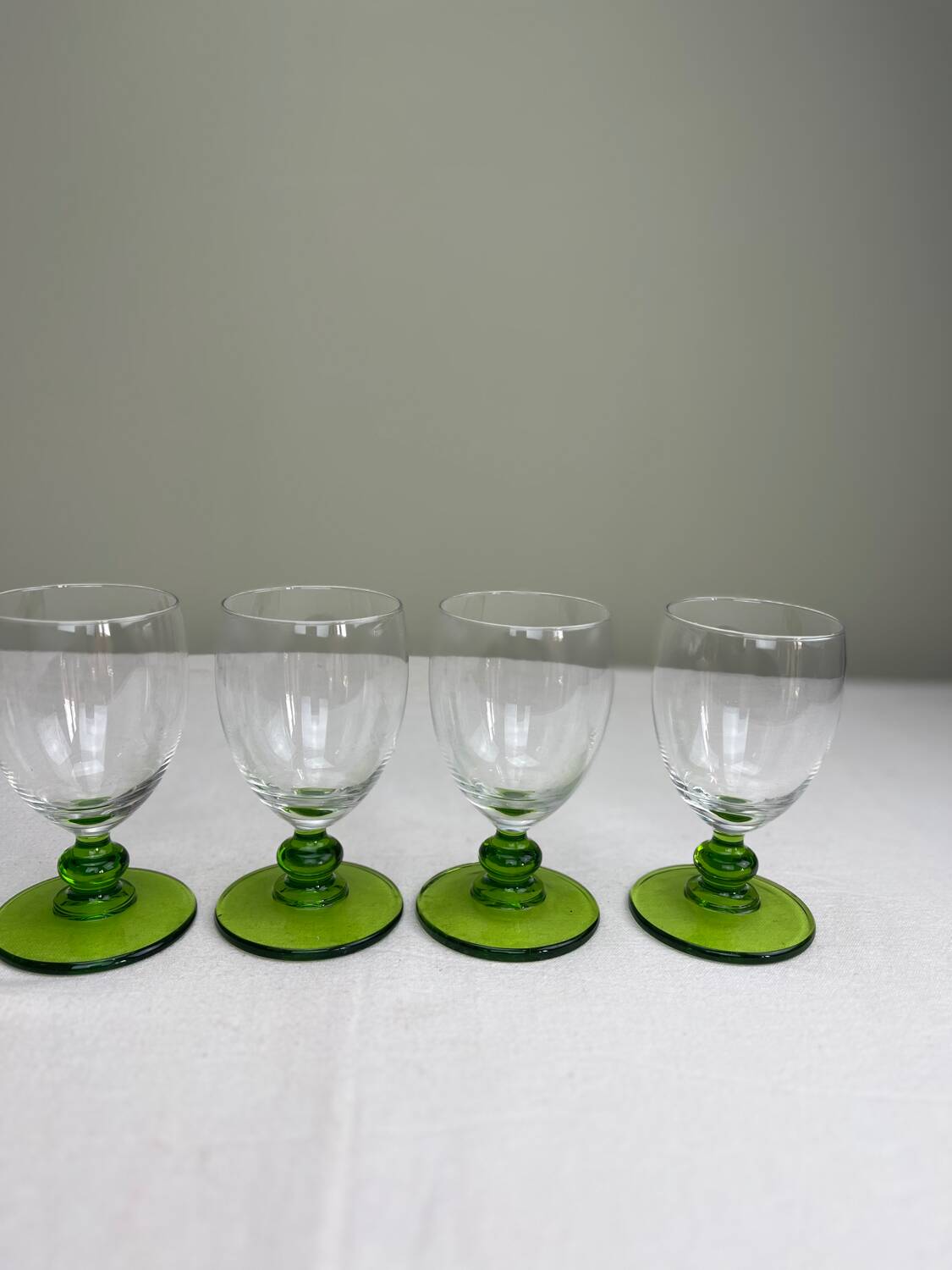 4 vintage green glasses