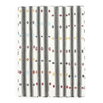 Tapis kilim en laine blanche en coton fait main turc vintage 147x202