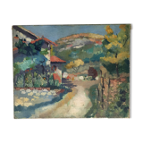 Tableau huile sur toile signé René Fontayne sud de la France  1940