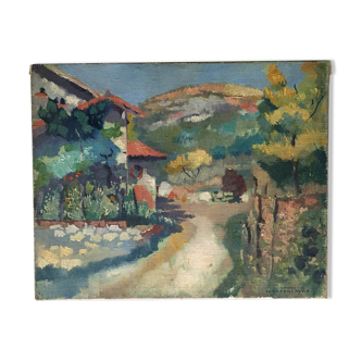 Tableau huile sur toile signé René Fontayne sud de la France  1940