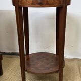 Pedestal table / Round seat in wood marquetry