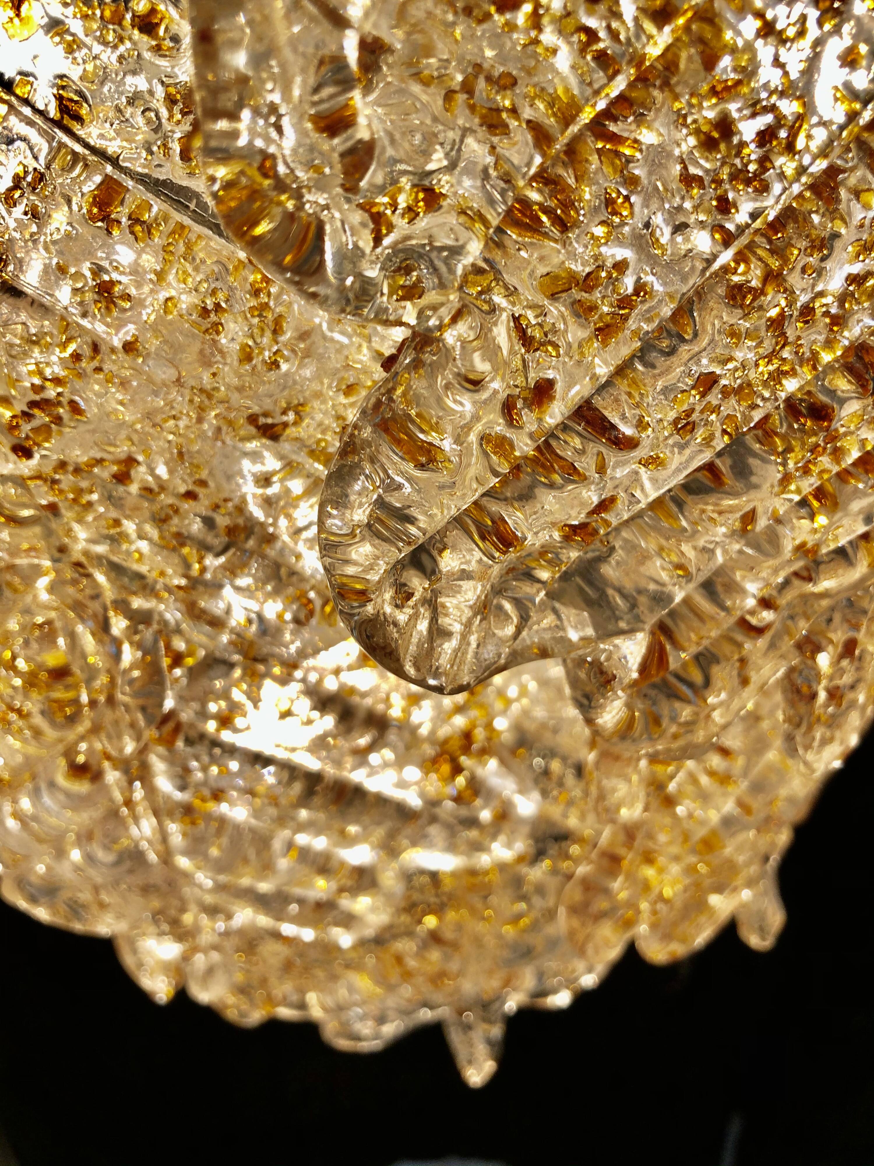 Golden Mazzega amber ice frost candlestick