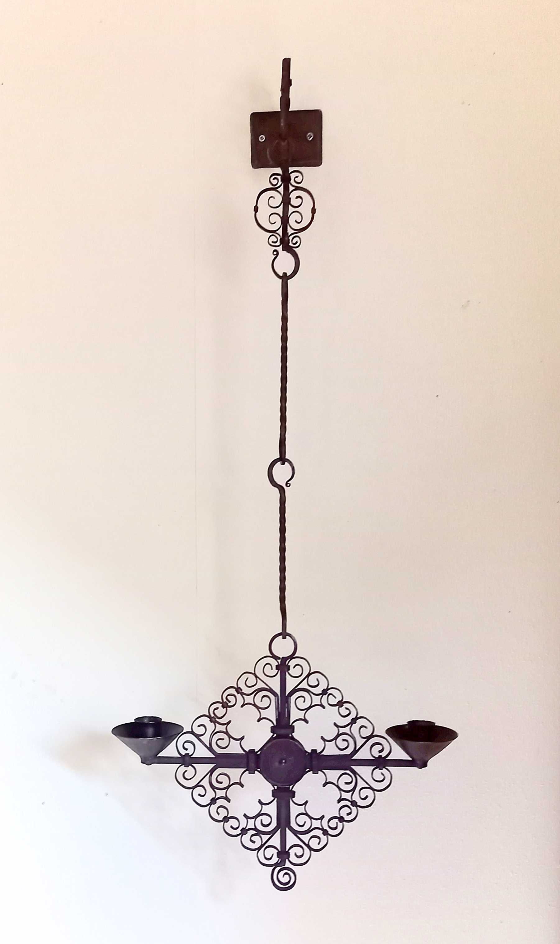 Black Scandinavian wrought iron wall candle holder 1940/50
