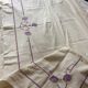 Cotton blend flat sheet "Blue Flower" hand-embroidered