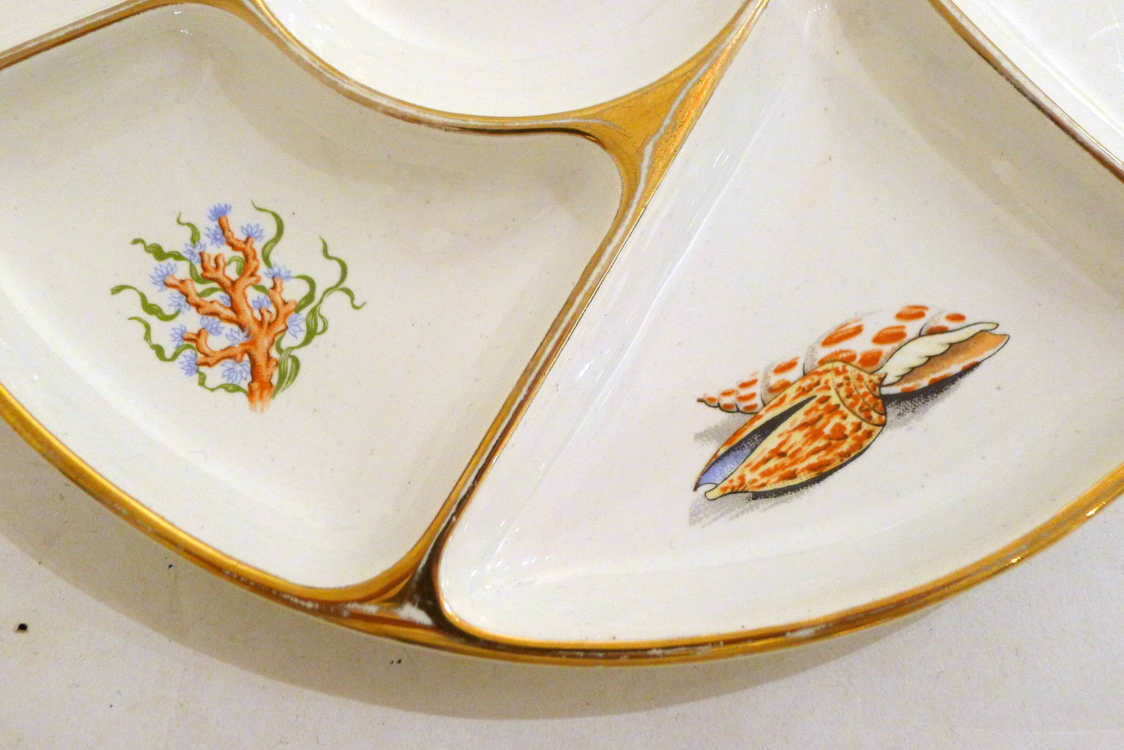 Appetizer plate, seaside design, Gien earthenware, 1960