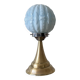 Vintage Art Deco modernist lamp with blue opaline glass and brass.