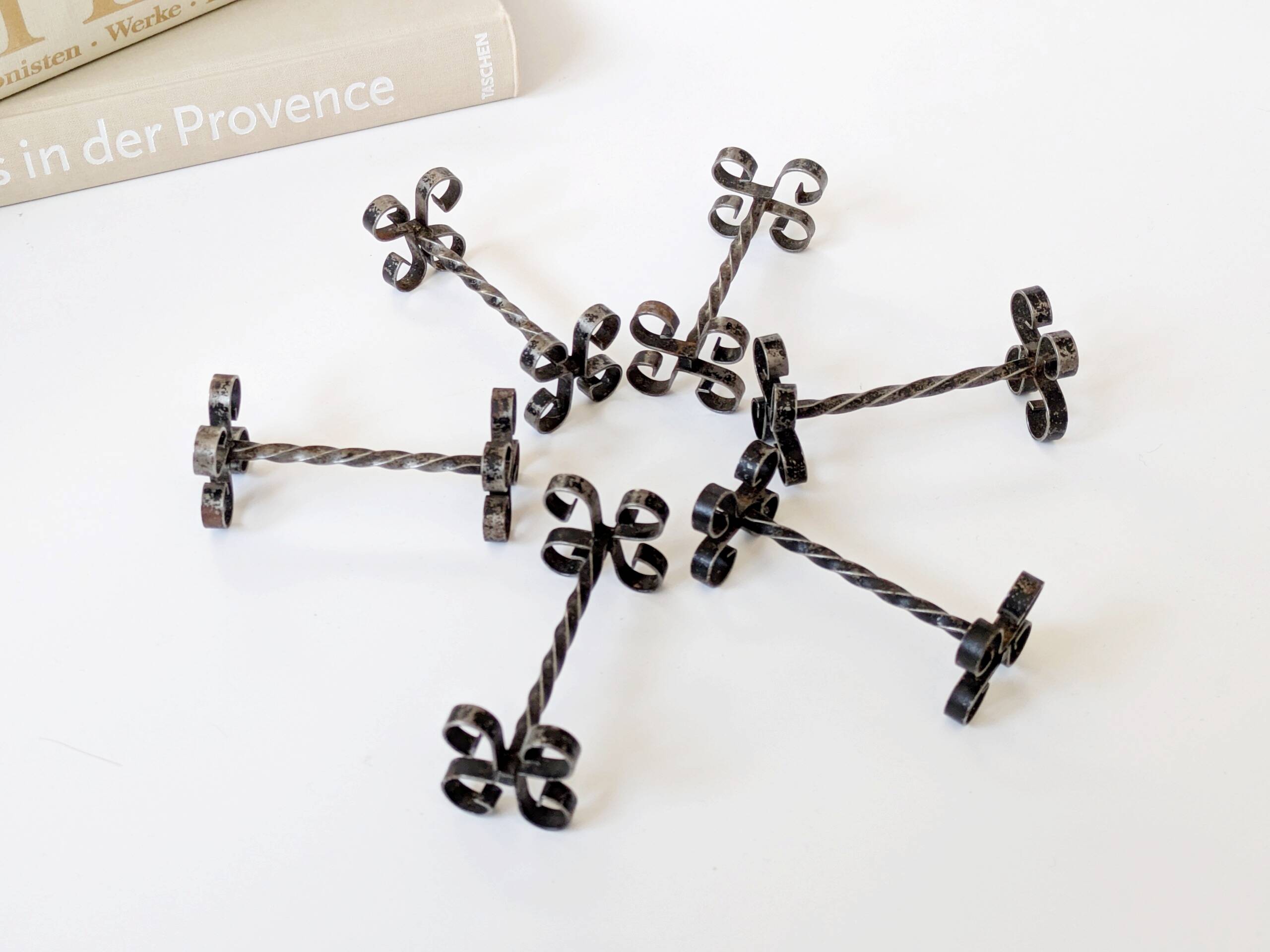 Set of 6 vintage wrought iron knife rests, France, 1970s