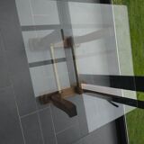 Table basse Art déco en verre, bois et laiton