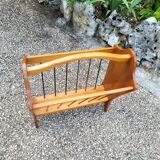 Porte-revues bois et laiton 50-60 style scandinave