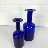 Pair of Danish Holmegaard Gulv vases design Otto Brauer in cobalt blue glass