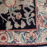 Tapis vintage fait main Tabriz – 48 x 64 cm – Noir & Motif Jardin - 1C971