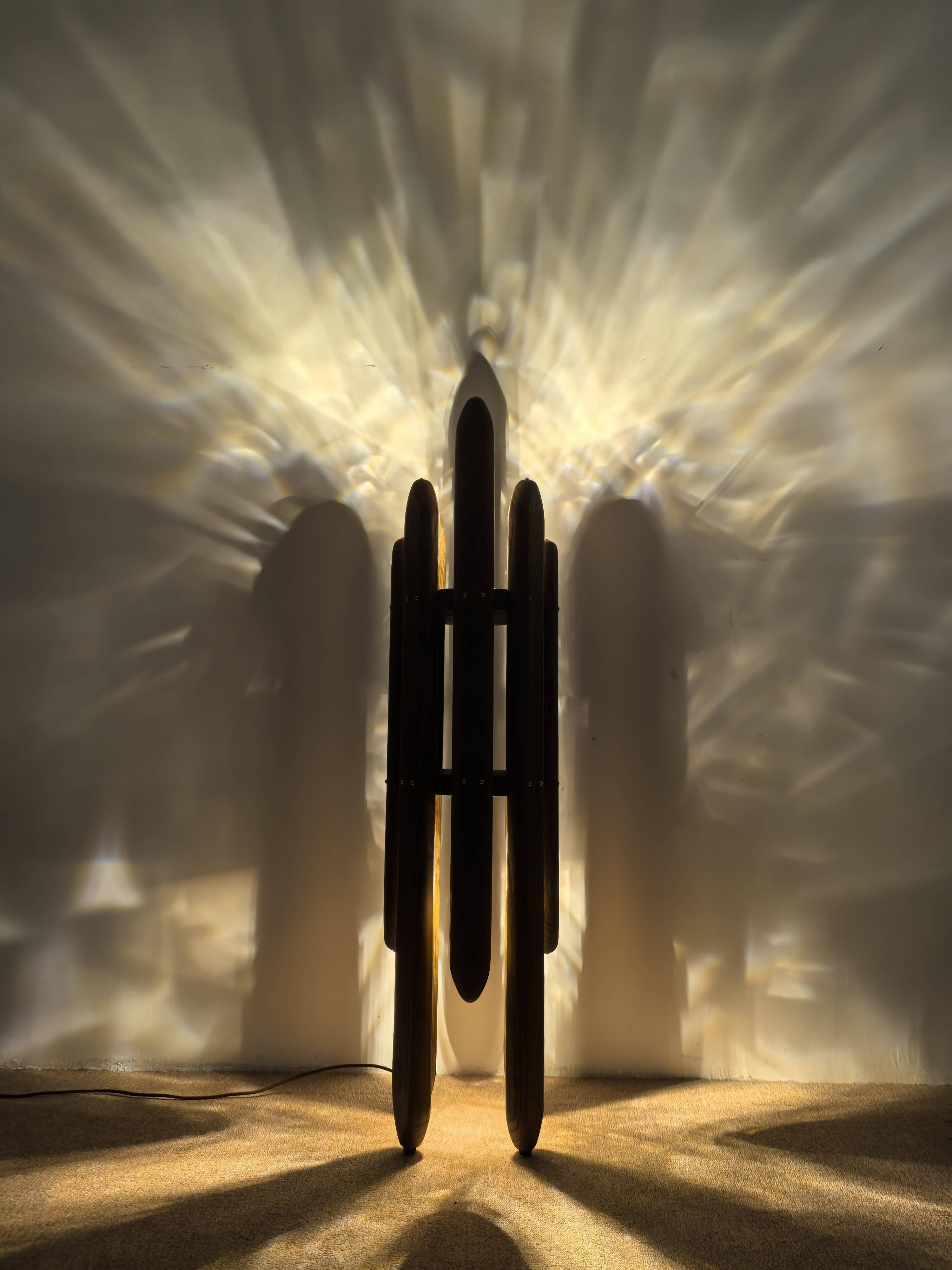 Mid-Century Modern Collectible Design Museum Quality Solid Wood Floor Lamp