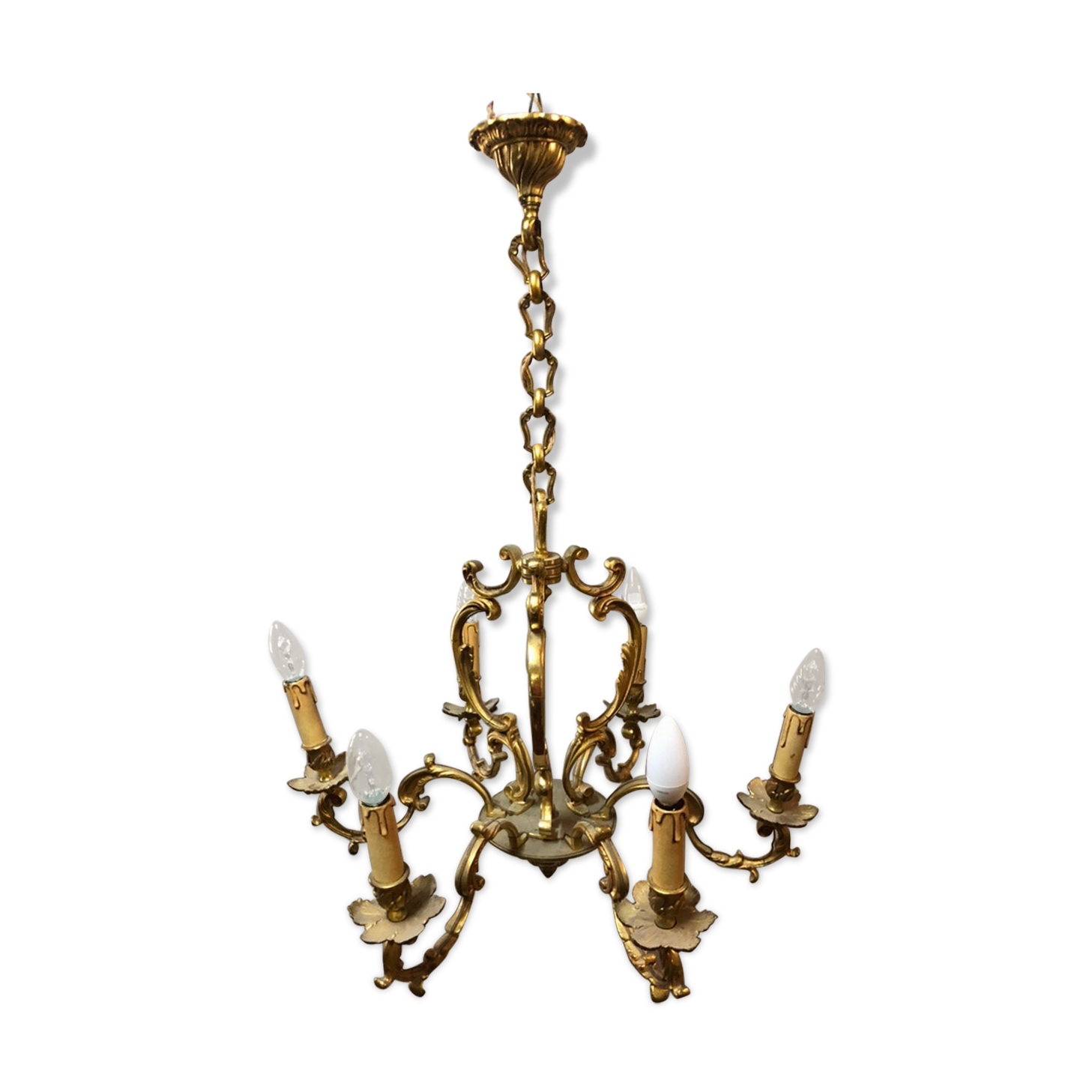 Louis XV bronze 6 lights chandelier