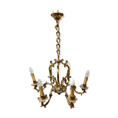 Lustre Louis XV en bronze 6 lumières