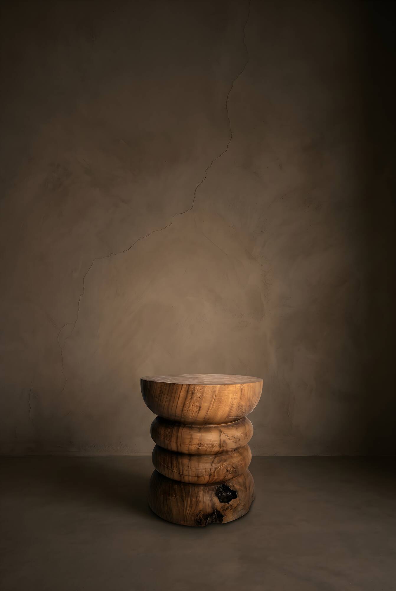 Tabouret ZARA en teck recyclé massif sculpté à la main