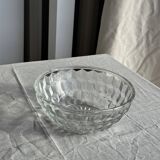 Small vintage glass bowl with a cube pattern.