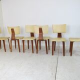 Set of 6 mid-century modernist lounge chairs in plywood - extension table by Cor Alons for Gouda den Boer