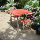 Garden table and two vintage canvas chairs 50/60