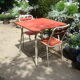 Garden table and two vintage canvas chairs 50/60
