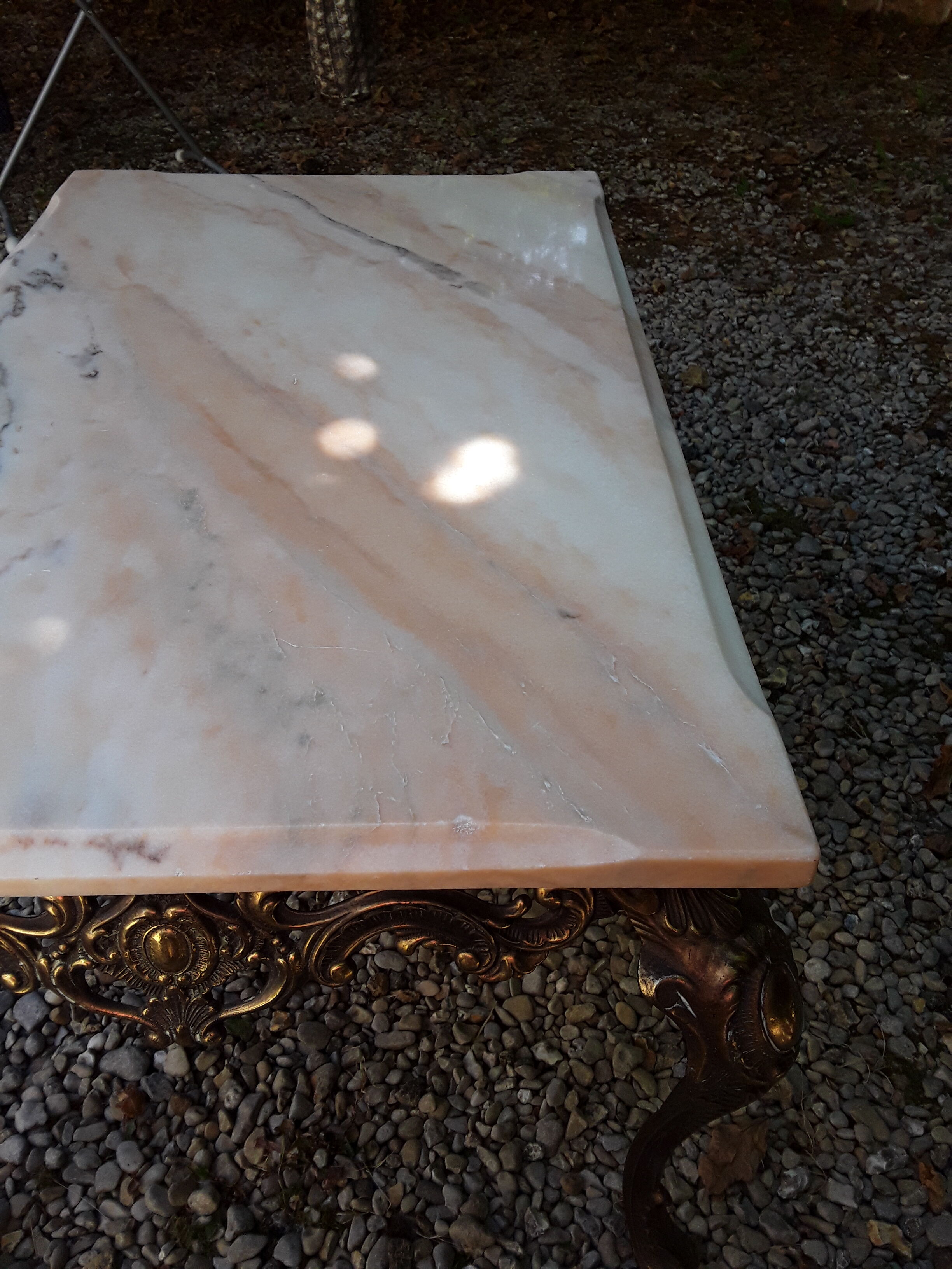 Louis XV style marble and brass coffee table